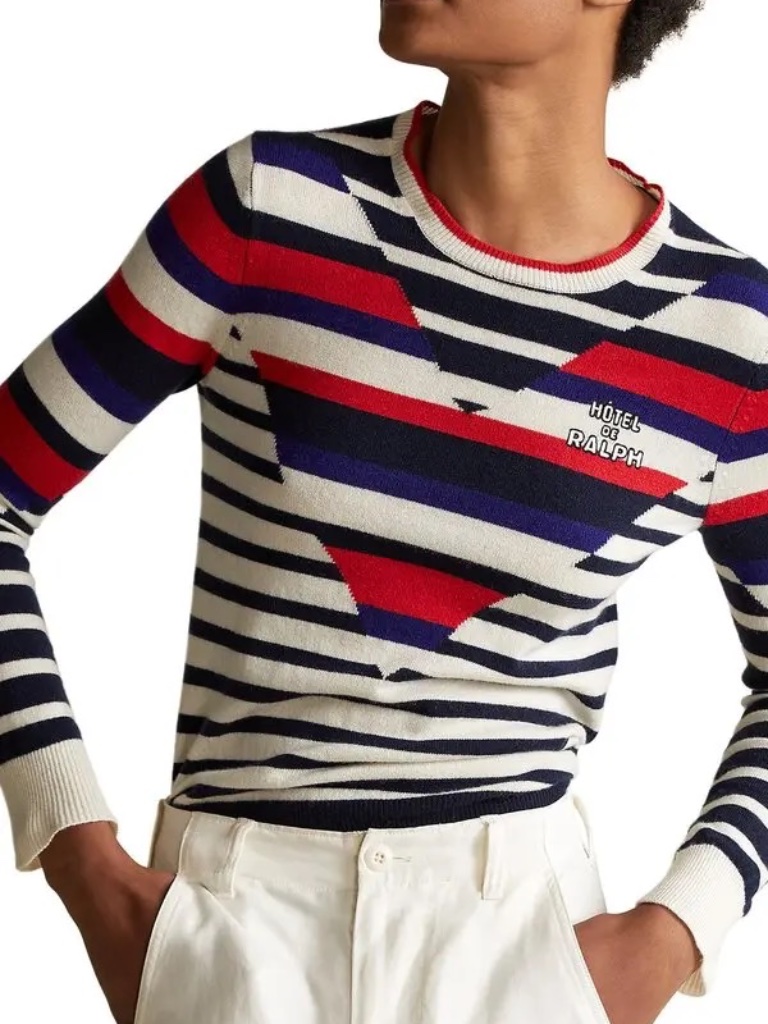 Polo Ralph Lauren Cashmere Sweater Nwt Striped Htel De Ralph Graphic Medium
